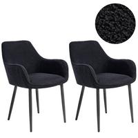 ESSZIMMERSTUHL 2er-Set Bouclé Schwarz Alden - Schwarz, Textil (59/85/61cm) - Beliani