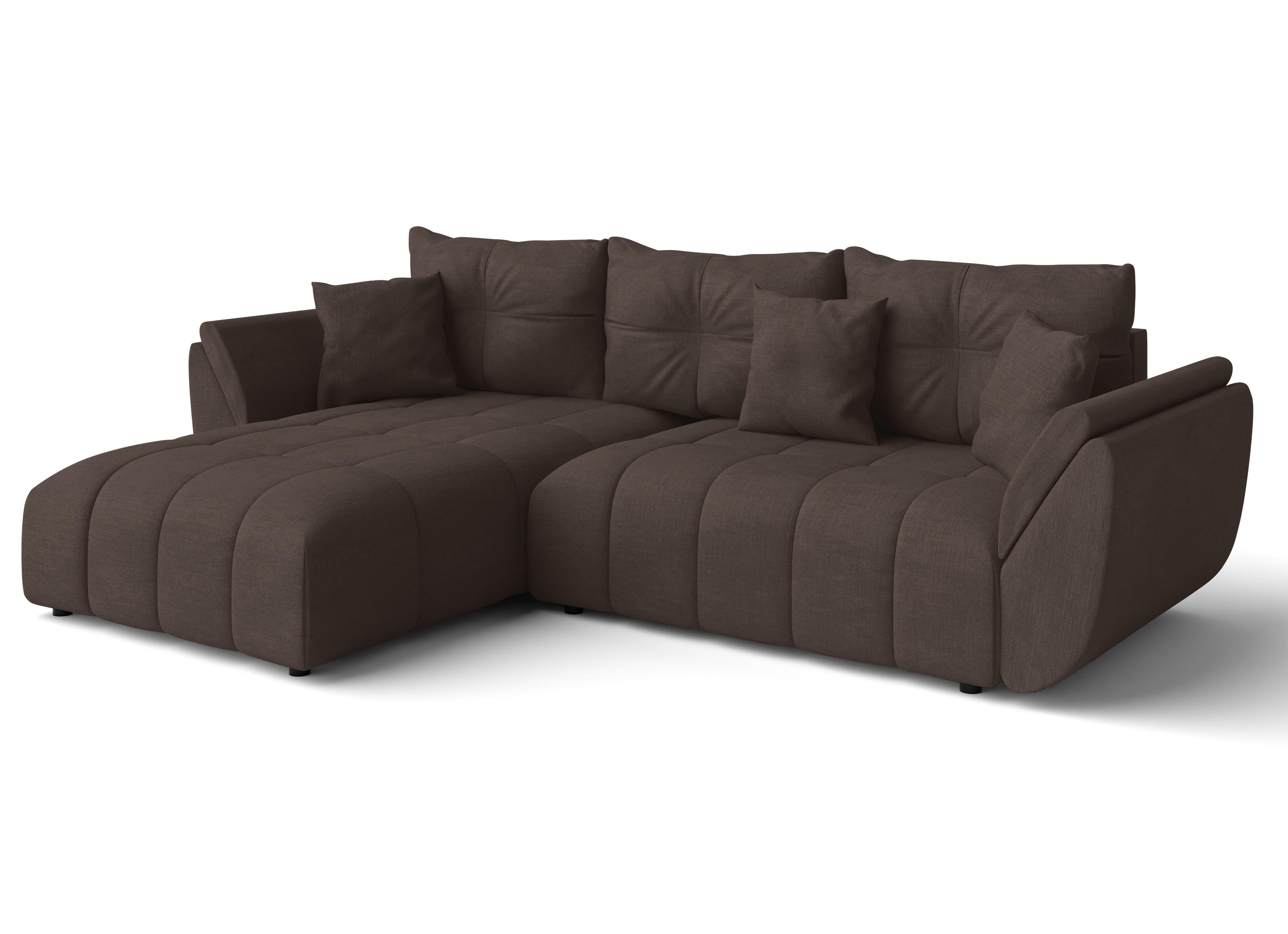 ECKSOFA L Form Verciani Braun 280/190/91 cm mit Schlaffunktion - Schwarz/Braun, Kunststoff/Textil (280/190cm) - AX Living