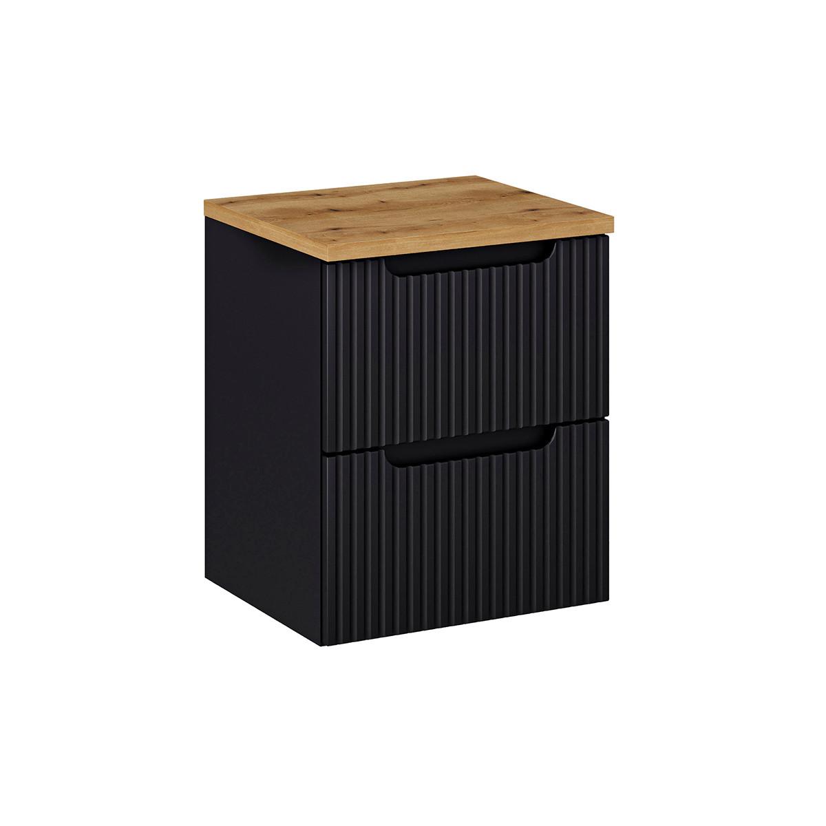 WASCHTISCHUNTERSCHRANK 50.4cm Riva Schwarz und Holz - Schwarz, Holzwerkstoff (50.4/59/40cm) - Petits-meubles