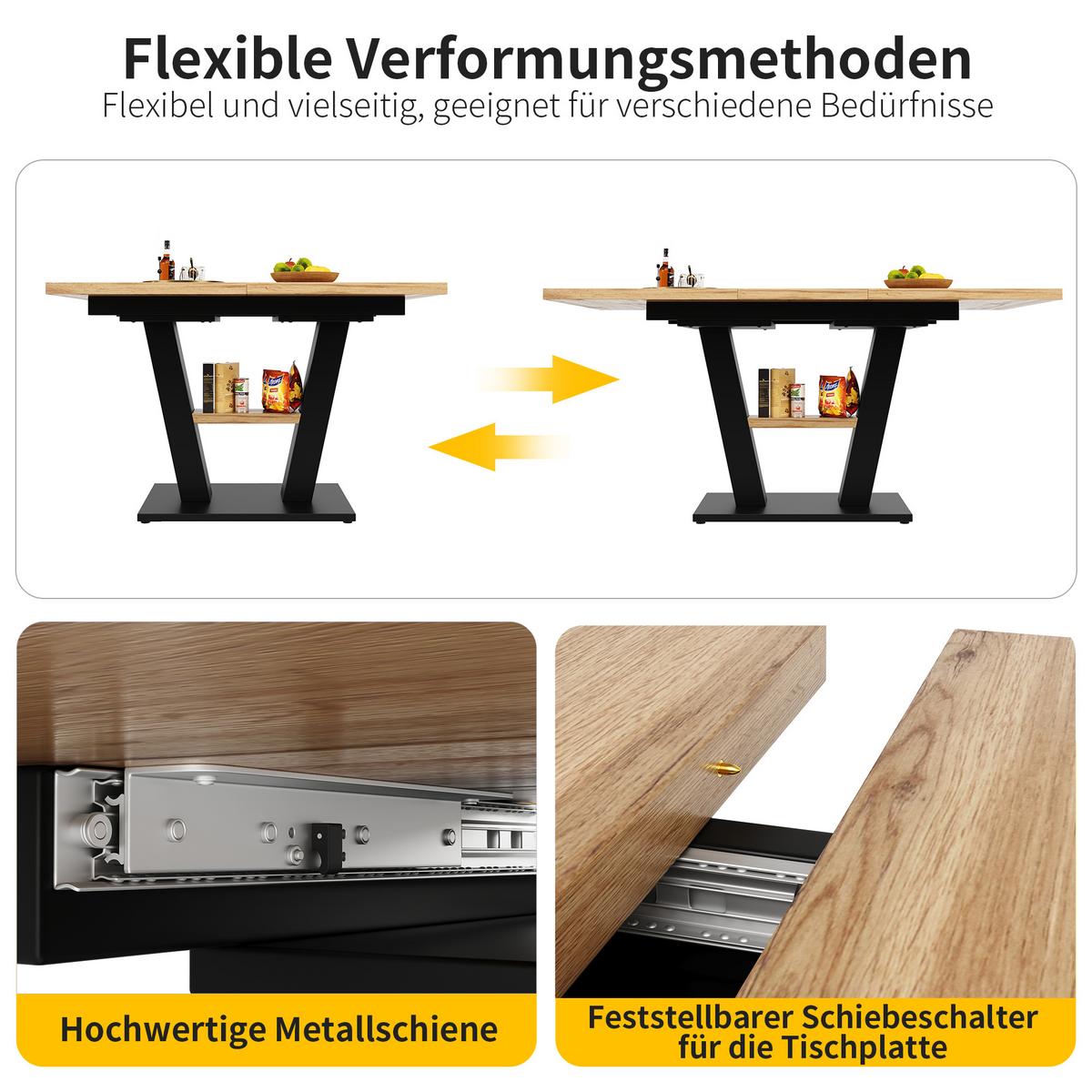 ESSTISCH Schwarzes und natürliches Holz 157/70/75 cm - Weiß, Holz/Metall (70/157/75cm) - Urban Meuble