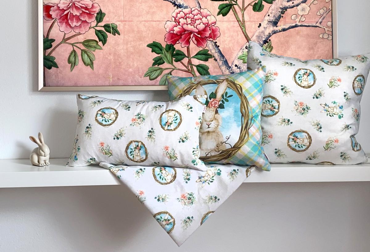 KISSENHÜLLE Hase Josefine romantisches Landhaus Design Kaninchen Alloverdruck 30/50 cm - Multicolor/Weiß, Textil (30/50cm) - beties Heimtextil