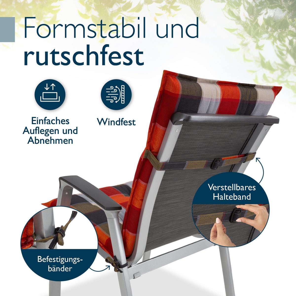 NIEDERLEHNER Sun-NL 105x50x8cm Orange-Beige-Kariert (4tlg) - Orange, Textil (50/100cm) - Beautissu 