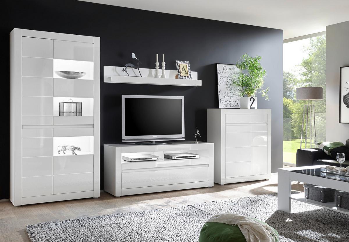 VITRINE Hochglanz weiß, mit weiß oder grau, Vitrinenschrank 100 x 200 cm, Soft-Close - Weiß Hochglanz/Weiß, Glas/Holzwerkstoff (100/198/35cm) - Furn.Design