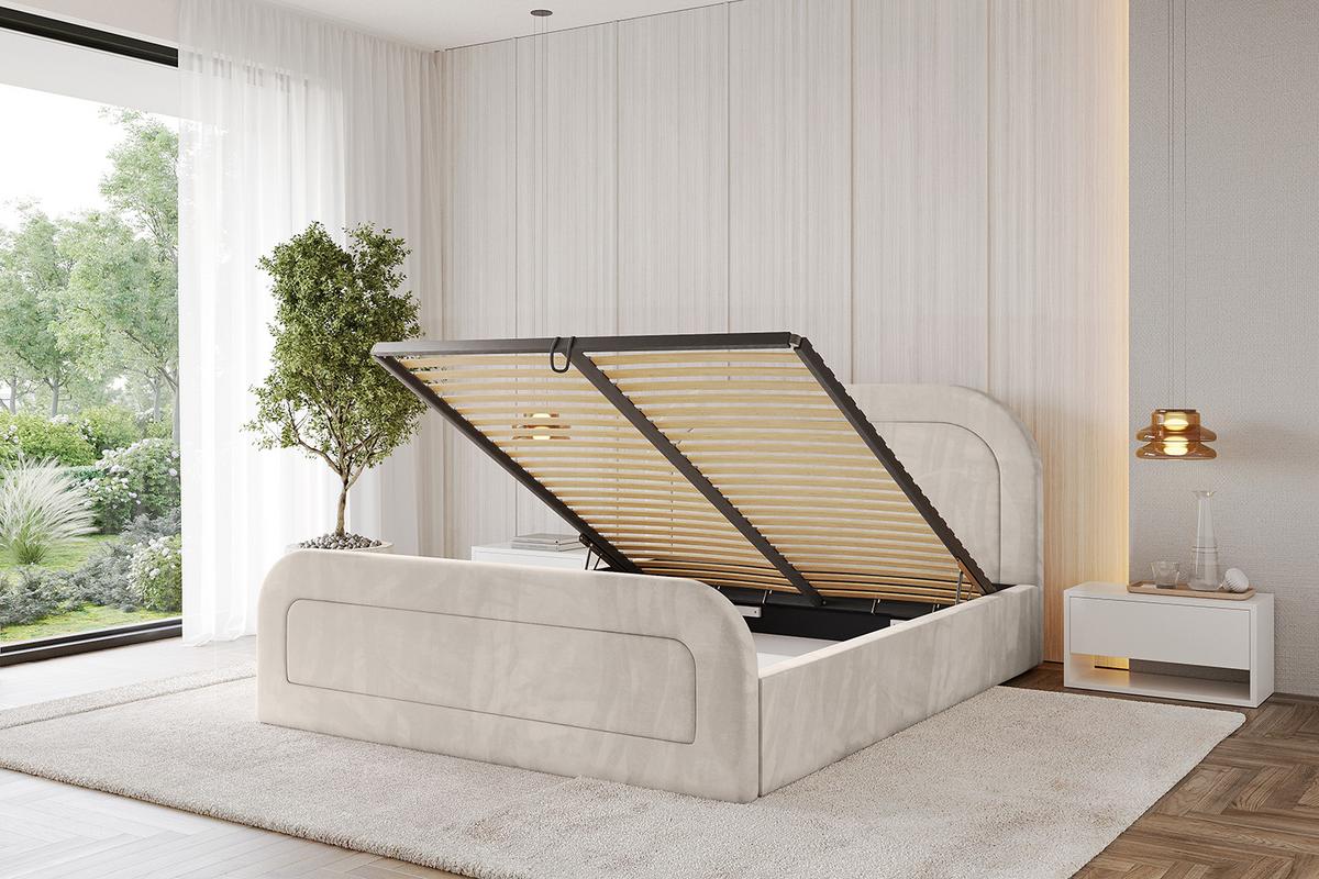 POLSTERBETT mit Bettkasten, Fußteil und Lattenrost, Boxbett ohne Matratze - LERAY-Z 120x200 Beige - Beige, Holzwerkstoff/Textil (120/200cm) - ALTDECOR