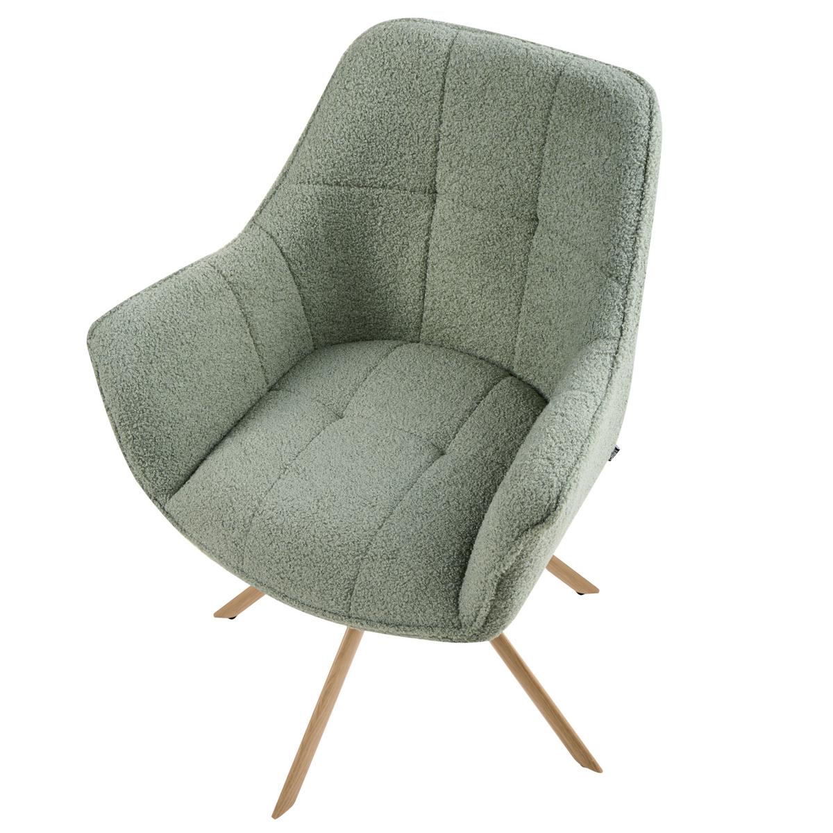 ESSZIMMERSTUHL drehbar Bouclé Hellgrün Hayden - Hellgrün, Textil/Metall (64/85/69cm) - Beliani