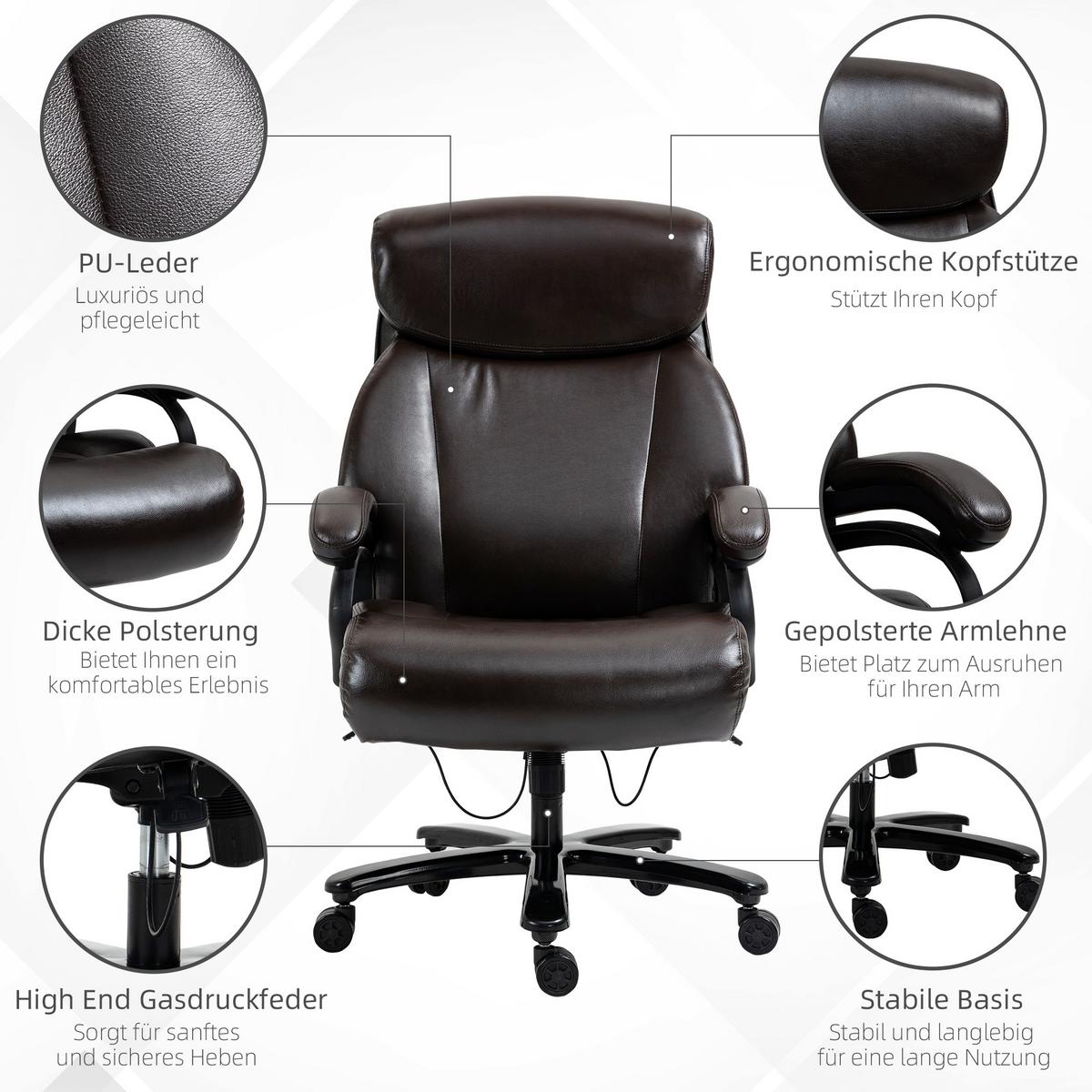 BÜROSTUHL, Kunstleder, Braun - Braun, Leder (83/122/72cm) - Vinsetto