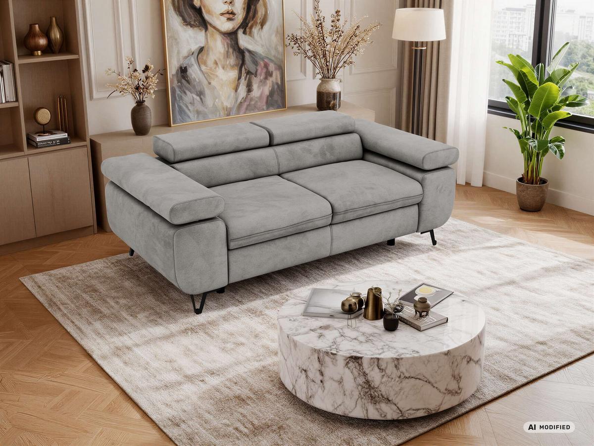 2-SITZER SOFA PETER - Hellgrau Velvet - Silberfarben/Hellgrau, Textil/Metall (200/76/99cm) - MKS
