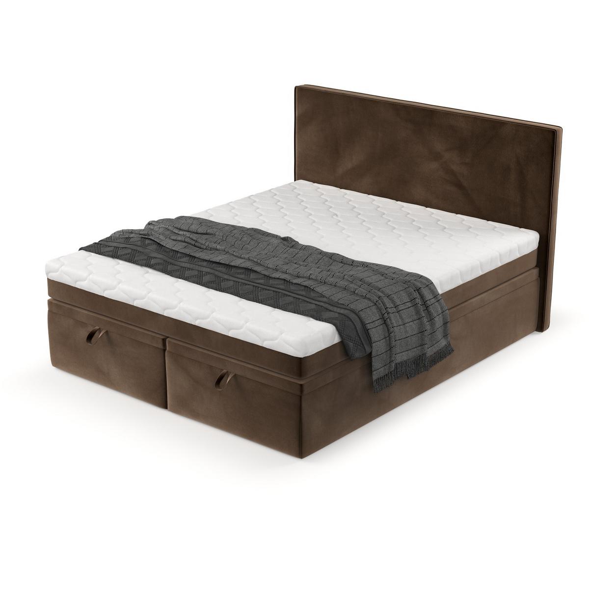 BOXBETT Zalla 160/200 cm Braun im Kronos Stoff - Schwarz/Braun, Holz/Holzwerkstoff (160/200cm) - AltaBeds