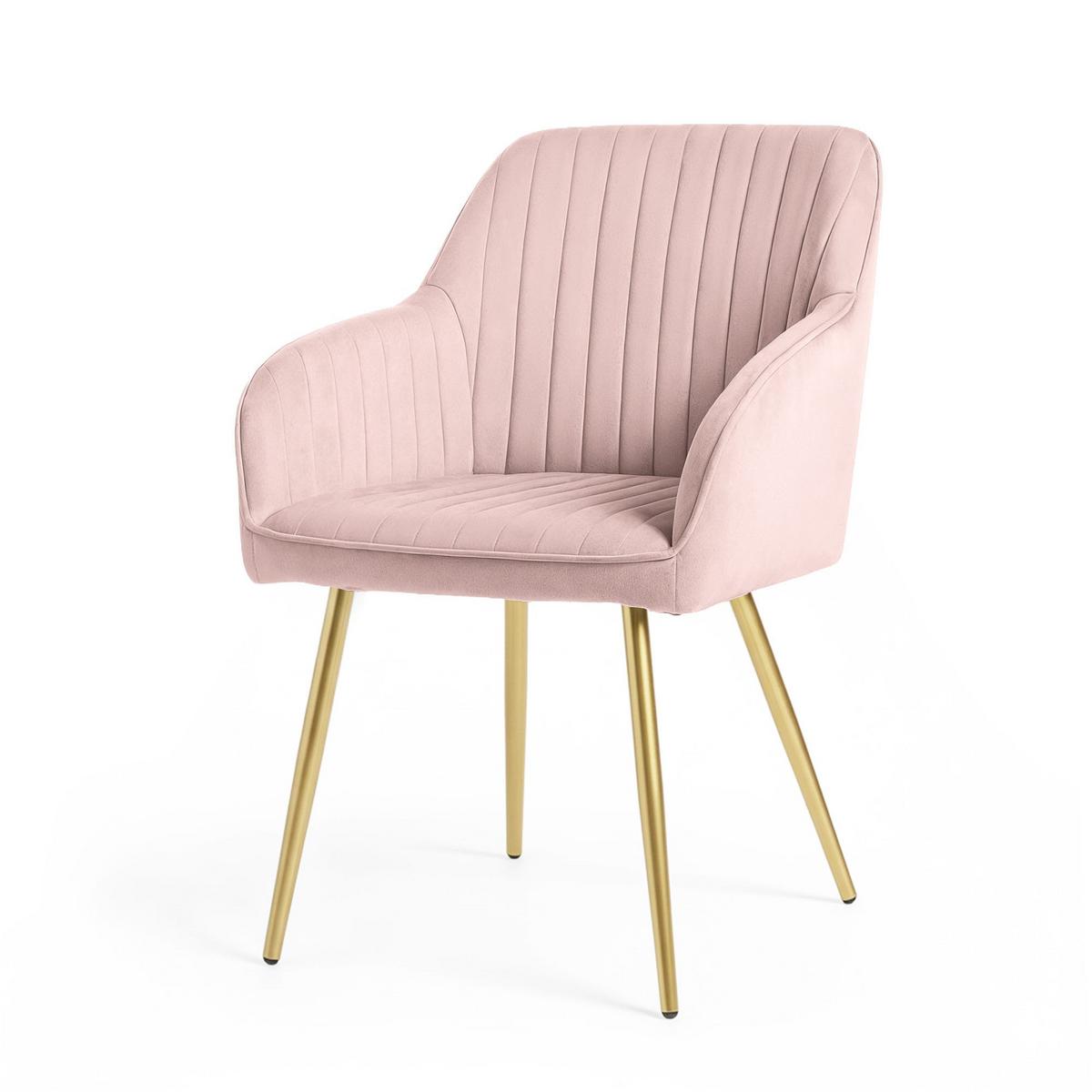 POLSTERSTUHL 2er Set, Metallbeine Rosa, Gold 54,5/82/58 - Rosa, Textil (55/82/52cm) - RAUMHIRSCH FURNITURE