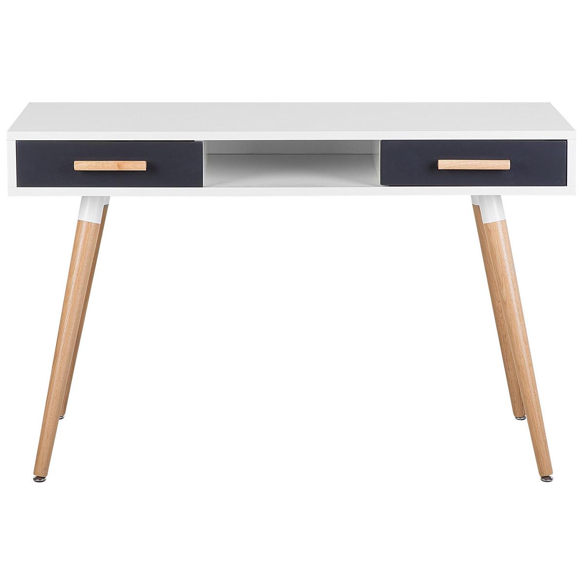 SCHREIBTISCH weiß/grau 120/45/75 cm Frisco - Schwarz/Weiß, Holzwerkstoff (45/120/75cm) - Beliani