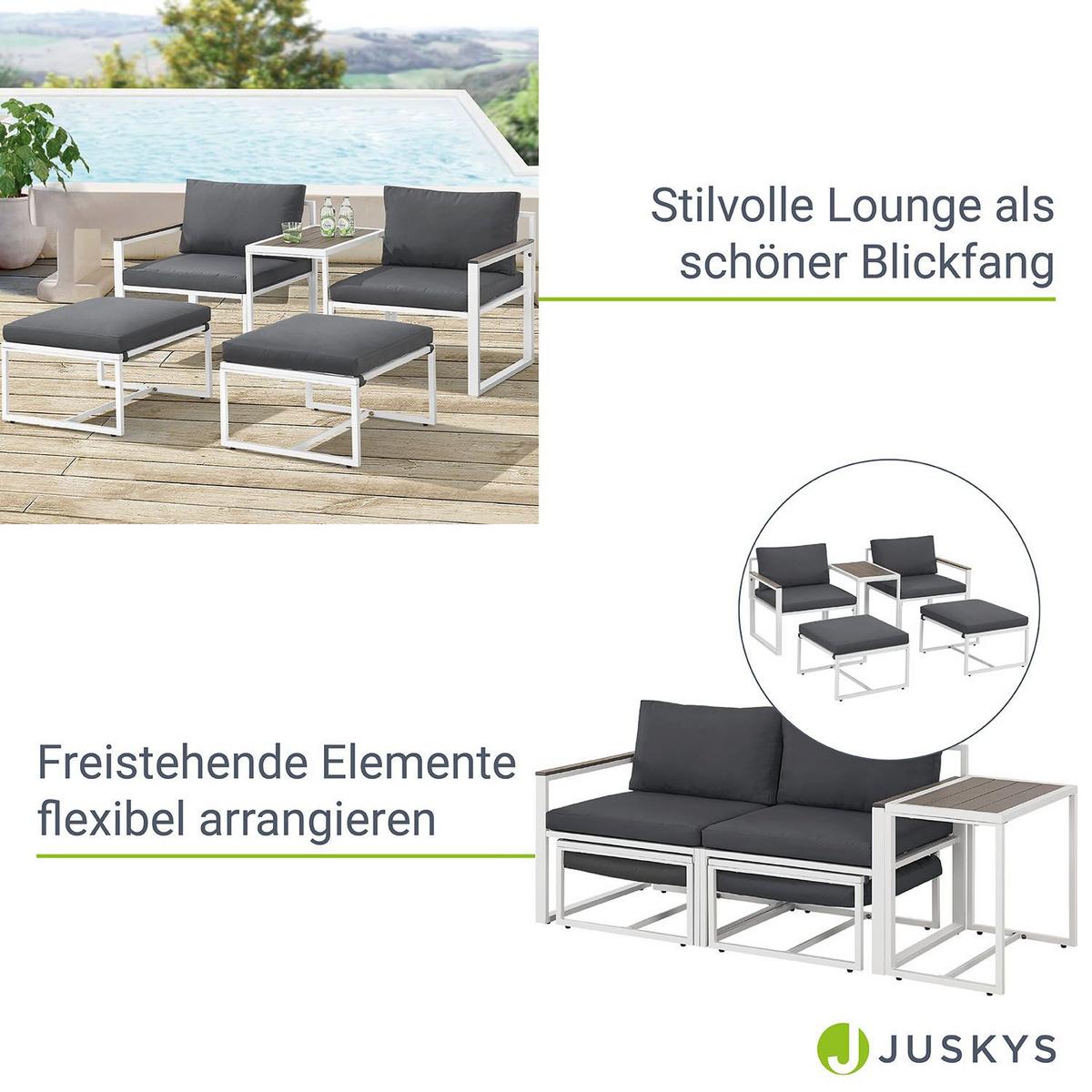 GARTENMÖBEL Bari dunkelgrau 5-tlg. - Grau, Metall - Juskys