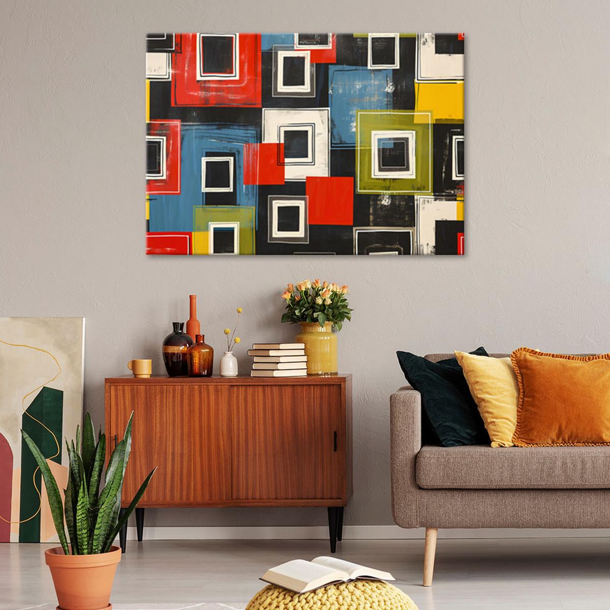 LEINWANDBILD Bunte Retro Abstraktion 100x70cm - Multicolor, Textil (100/70cm) - Feeby