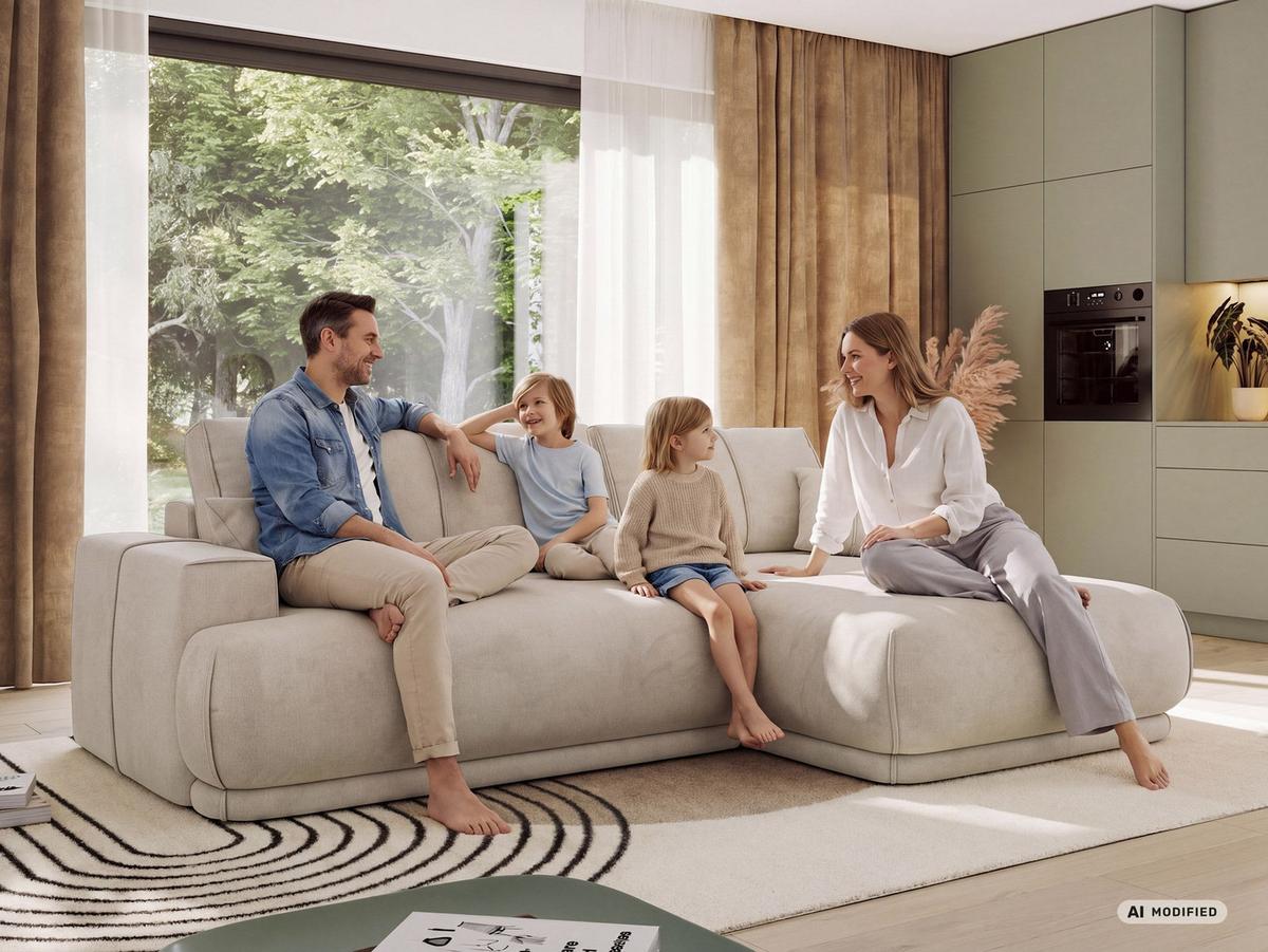 ECKSCHLAFSOFA RINA L Beige Velvet - links - Beige/Schwarz, Kunststoff/Textil (266/172cm) - MKS