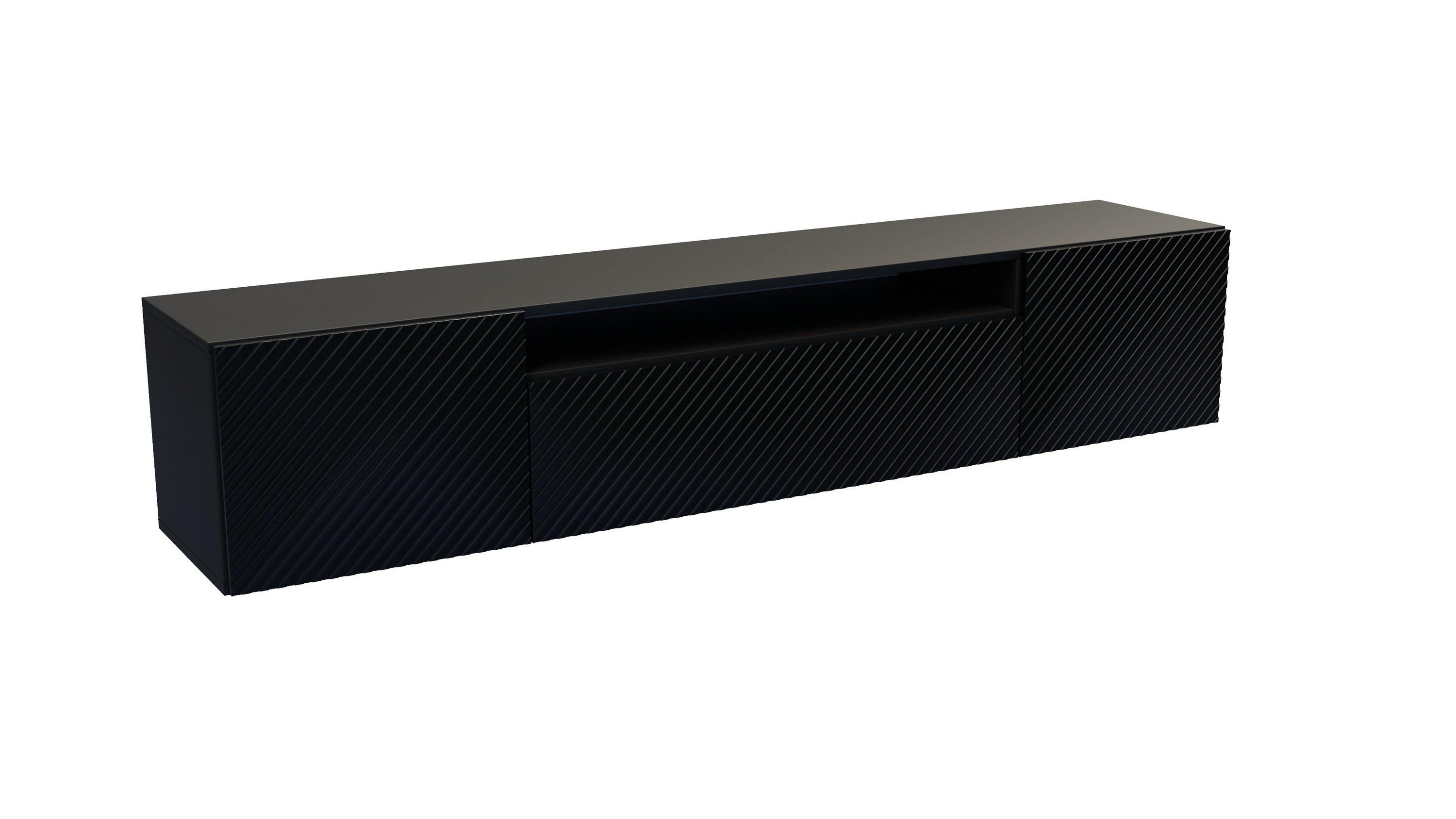 LOWBOARD CAVA 200/41/40 cm, Hängender TV-Schrank Schwarz - Schwarz, Holzwerkstoff (200/41/40cm) - MASSENO