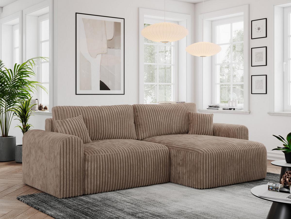 ECKSOFA NELSON Braun Cord - Schwarz/Braun, Kunststoff/Textil (274/152cm) - MKS