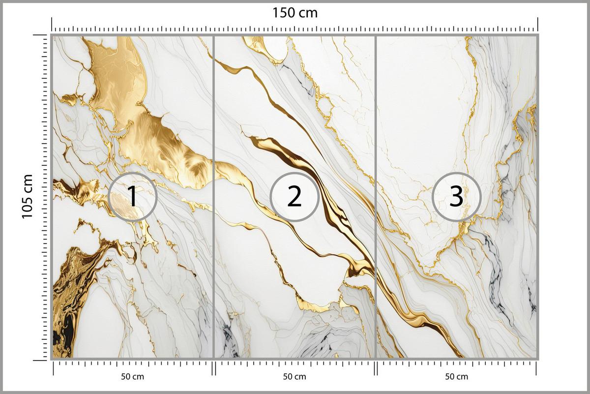 FOTOTAPETE Marmor Abstraktion Glamour Stil 150x105 - Gelb/Beige, Papier (150/105cm) - Muralo