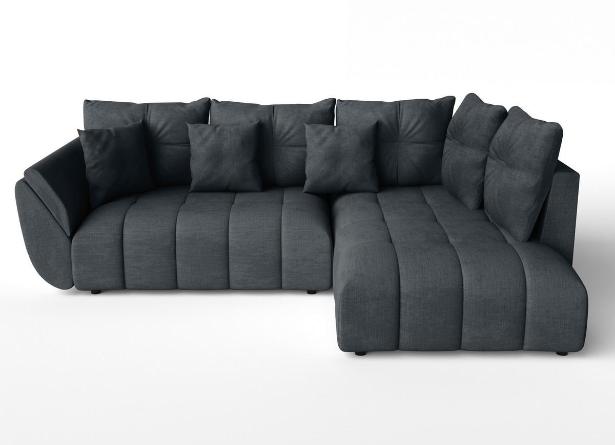 ECKSOFA L Form Kayseri Grau 268/192/96 cm – mit Bettkasten - Schwarz/Grau, Kunststoff/Textil (268/192cm) - AX Living