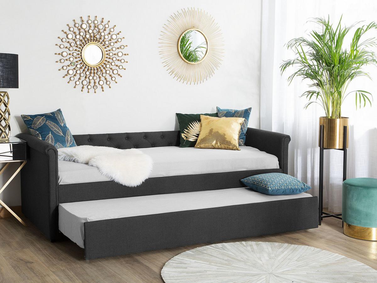TAGESBETT 80/200cm Dunkelgrau Libourne - Dunkelgrau, Textil (80/200cm) - Beliani