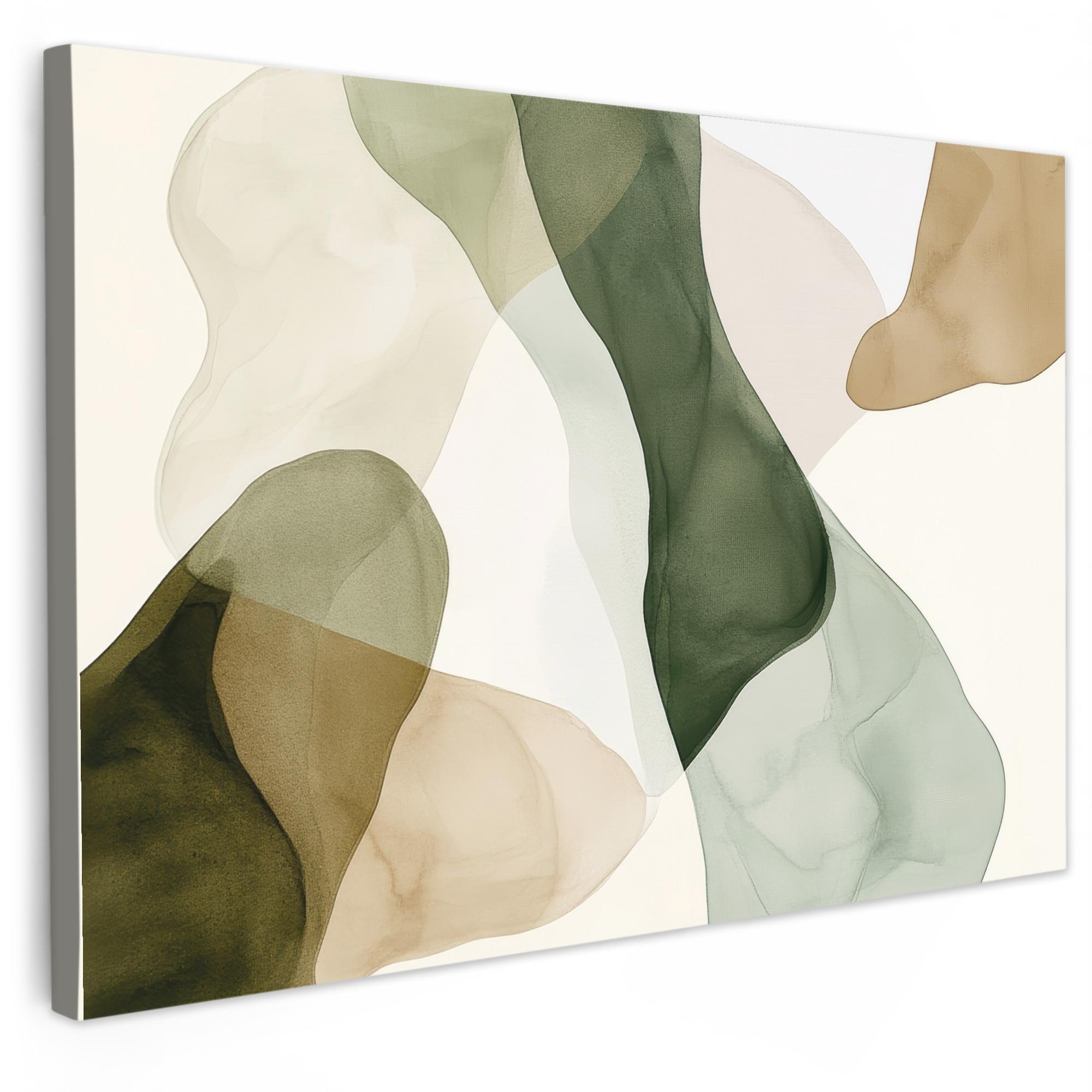 LEINWANDBILD Japandi - Abstrakt - Grün Gemälde 60x40 cm - Salbeigrün, Textil (60/40cm) - MuchoWow
