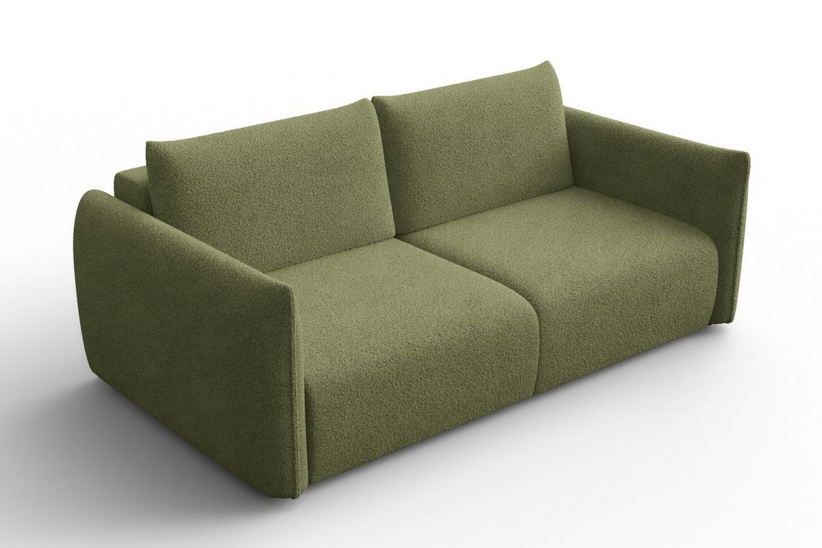 SOFA TAUER 3-Sitzer, Bouclé-Stoff grün - Schwarz/Grün, Holz/Textil (206/84/112cm) - Courtois Laville
