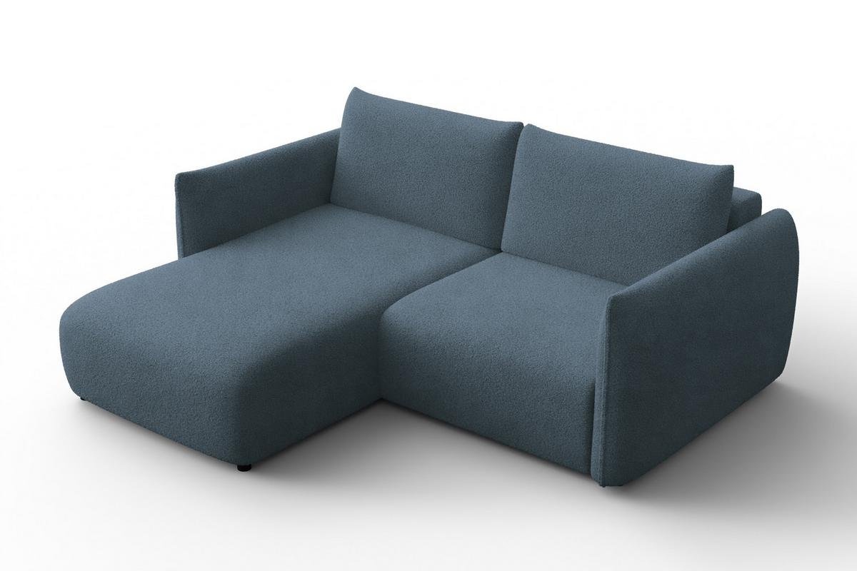 ECKSOFA TAUER 3-Sitzer LINKS, Bouclé-Stoff blau - Blau/Schwarz, Holz/Textil (173/206cm) - Courtois Laville
