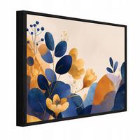 BILDER mit Rahmen Abstrakt Blätter Blau 60x40 cm - Multicolor, Holzwerkstoff (60/40cm) - Wallarena