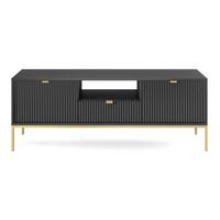 TV-SCHRANK Vellore Schwarz mit goldenen Metallbeinen 154 cm - Goldfarben/Schwarz, Holzwerkstoff/Metall (154/56/39cm) - Selsey