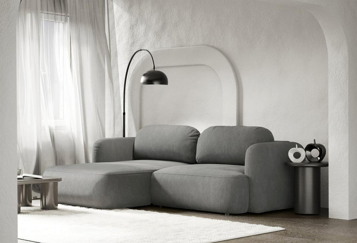 ECKSOFA Tvoya graues Chenille - Schwarz/Grau, Kunststoff/Textil (267/175cm) - Selsey