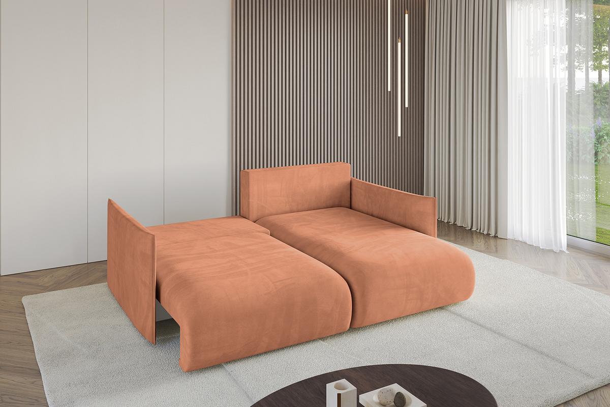 ECKSOFA Ottomane rechts ONESK-L 216x177x72 Koralle Velours - Koralle, Holzwerkstoff/Kunststoff (177/216cm) - ALTDECOR