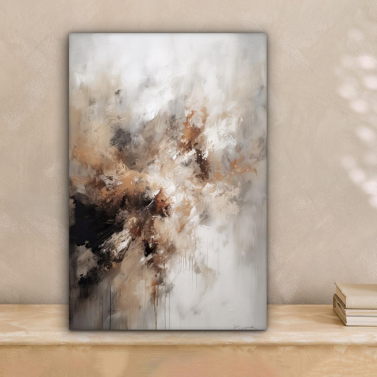 LEINWANDBILD Farbe - Abstrakt - Beige - Kunst Deko Wohnzimmer 20x30 cm - Greige, Textil (20/30cm) - MuchoWow