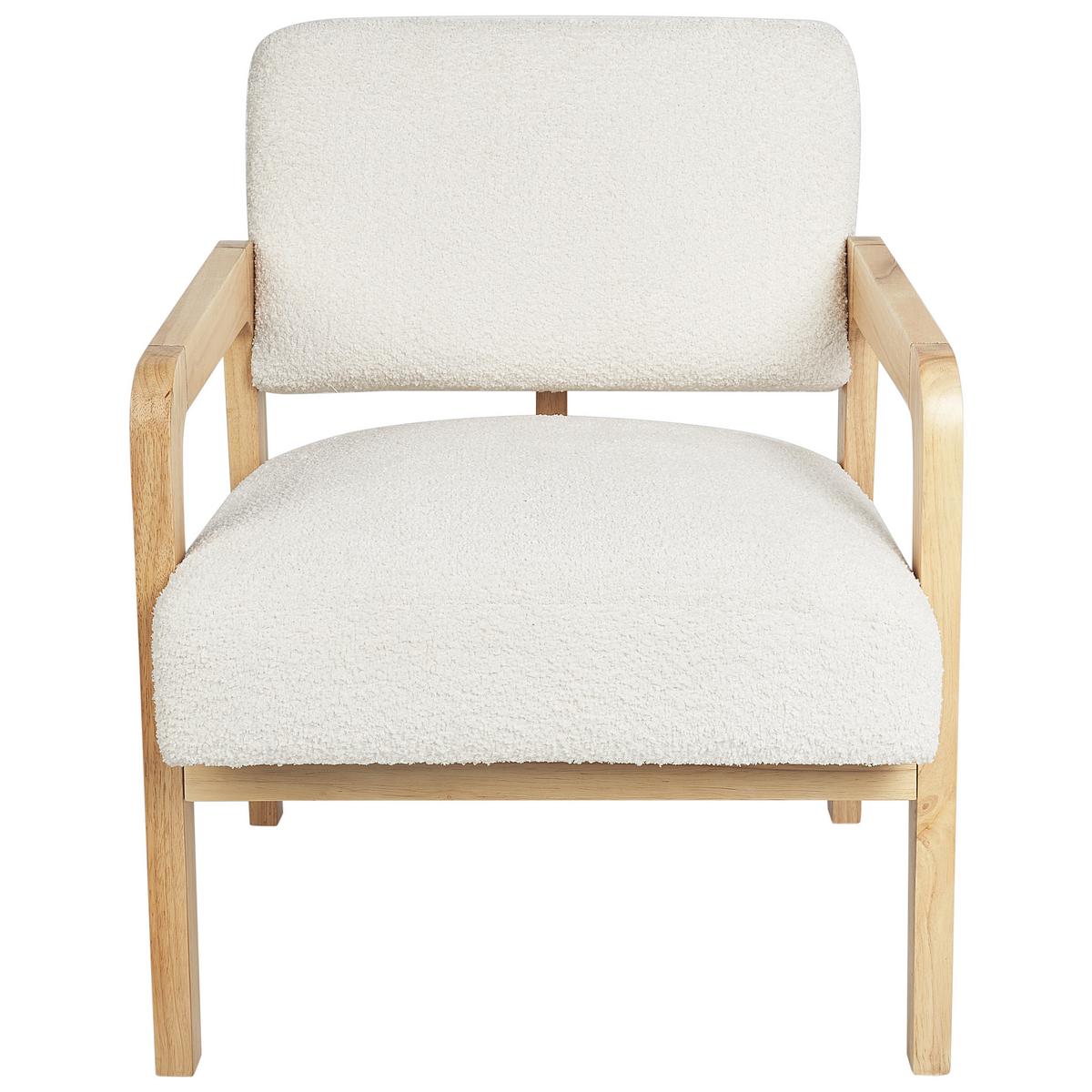 SESSEL Bouclé Cremeweiß Hjo - Hellbraun/Weiß, Textil (61/76/68cm) - Beliani