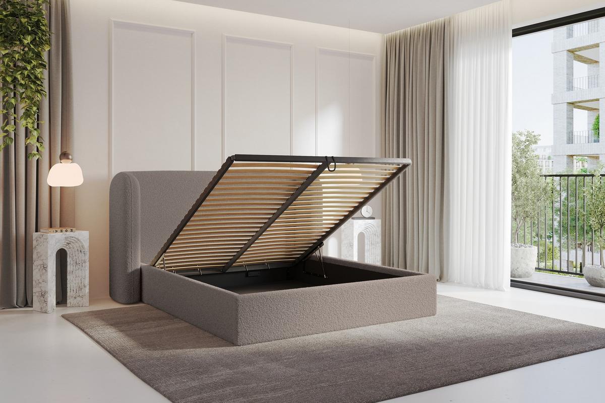 POLSTERBETT mit Bettkasten und Lattenrost, Bett mit Matratze H3/H4 - ESTI 140x200 Braun - Braun, Holzwerkstoff/Textil (140/200cm) - ALTDECOR