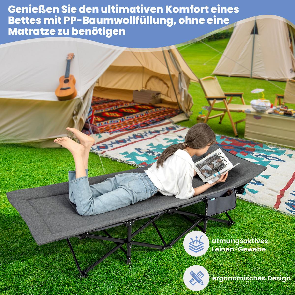 CAMPINGLIEGE Klappbare Grau - Grau, Metall - COSTWAY