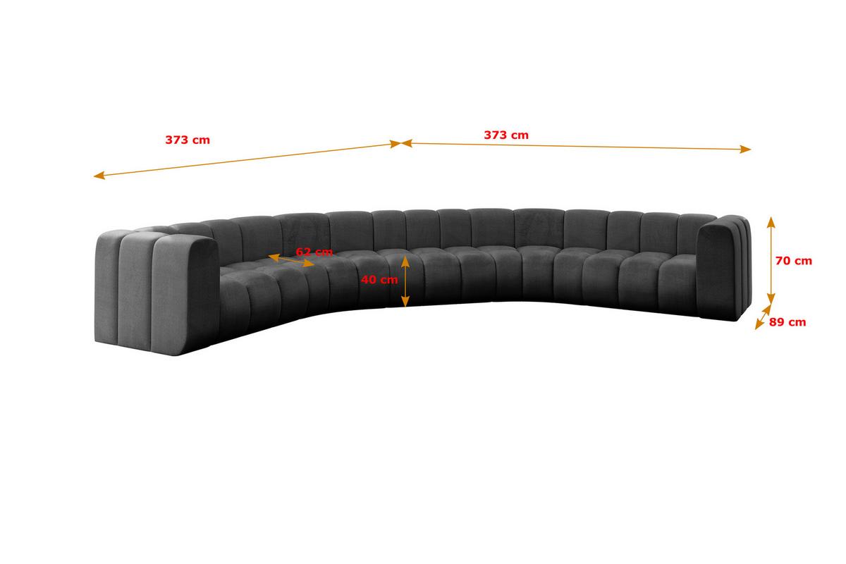 WOHNLANDSCHAFT modulares Sofa Lazro-U1 - 373x373x70 cm Schwarz - Schwarz, Holzwerkstoff/Textil (373/70/373cm) - ALTDECOR