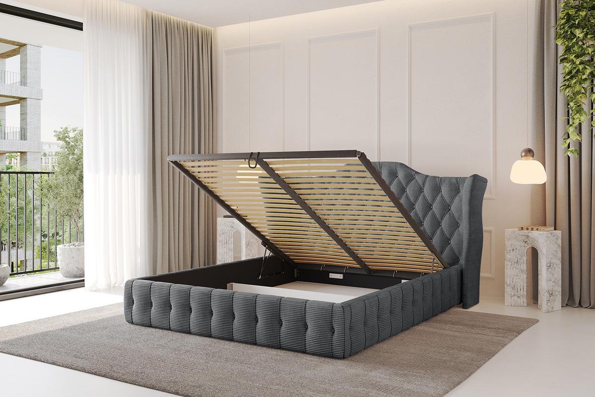 POLSTERBETT mit Bettkasten und Lattenrost, Boxbett ohne Matratze - MODY 120x200 Dunkelgrau - Anthrazit, Holzwerkstoff/Textil (120/200cm) - ALTDECOR