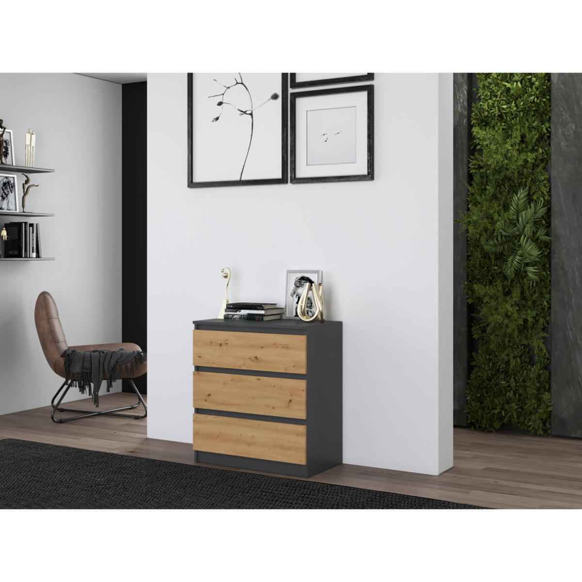 KOMMODE Anthrazit, Artisan 70/75/40 - Anthrazit, Holzwerkstoff (70/75/40cm) - RAUMHIRSCH FURNITURE
