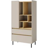 BÜCHERREGAL Lico mit 2 Schubalden und 1 Tür, Sandbeige - Beige/Schwarz, Holzwerkstoff (80/165/40cm) - Beautysofa