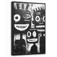 LEINWAND Bilder mit Rahmen - Malerei - Figuren - Schwarz - Abstrakt - 20x30 - Schwarz, Textil (20/30cm) - MuchoWow