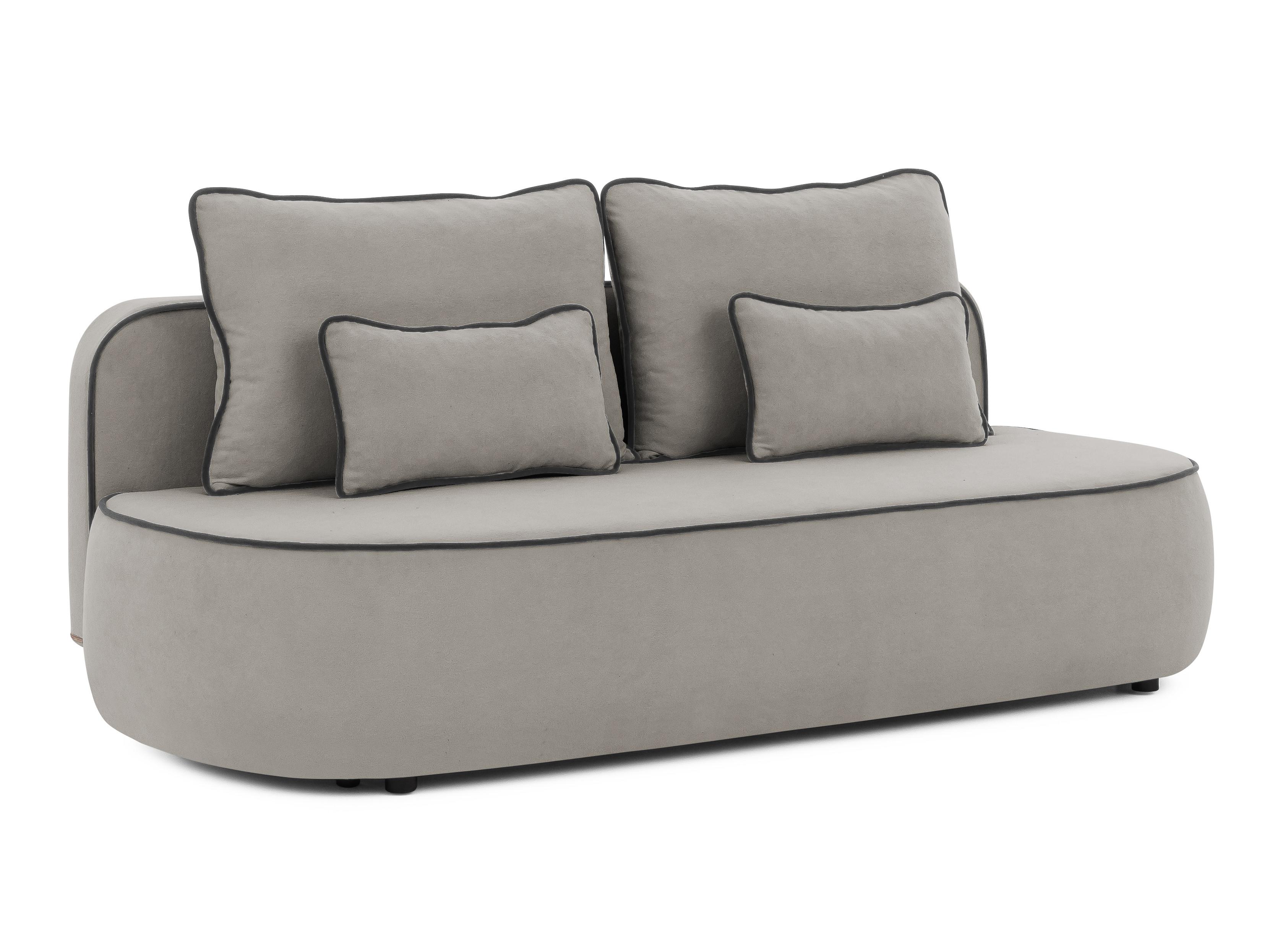 SCHLAFSOFA Vero im modernen und abgerundeten Design mit Bettkasten aus Grau Plüschstoff mit schwarzer Paspel - Schwarz/Grau, Holz/Kunststoff (210/90/98cm) - S-Style Möbel