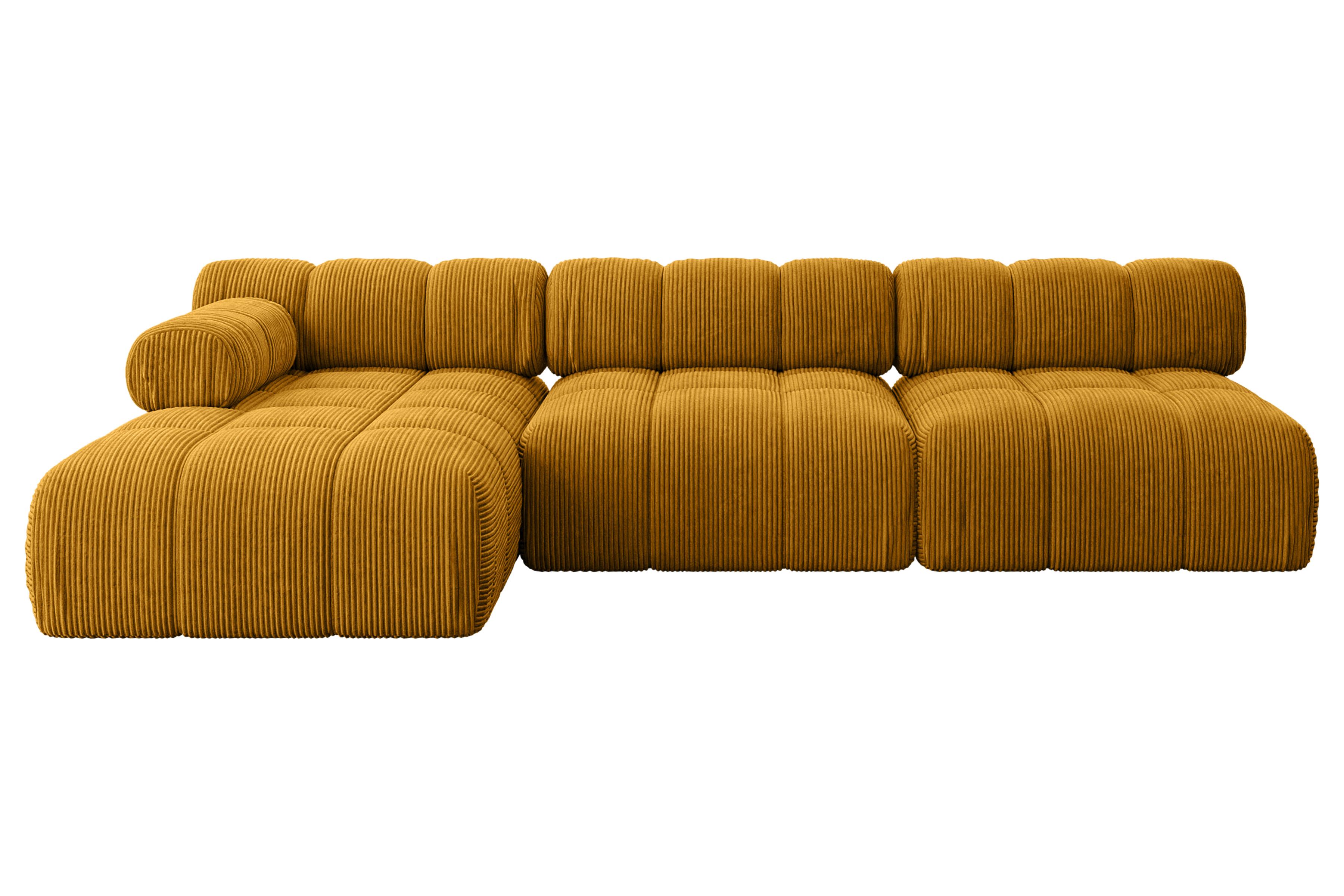 ECKSOFA modulares Sofa Razon-L2 - 285x160x70 cm Senfgelb Cord - Currygelb, Holzwerkstoff/Textil (285/160cm) - ALTDECOR