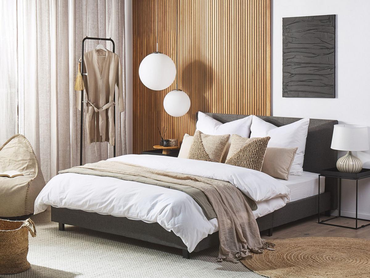 POLSTERBETT 160/200cm Grau Albi - Grau, Textil (160/200cm) - Beliani