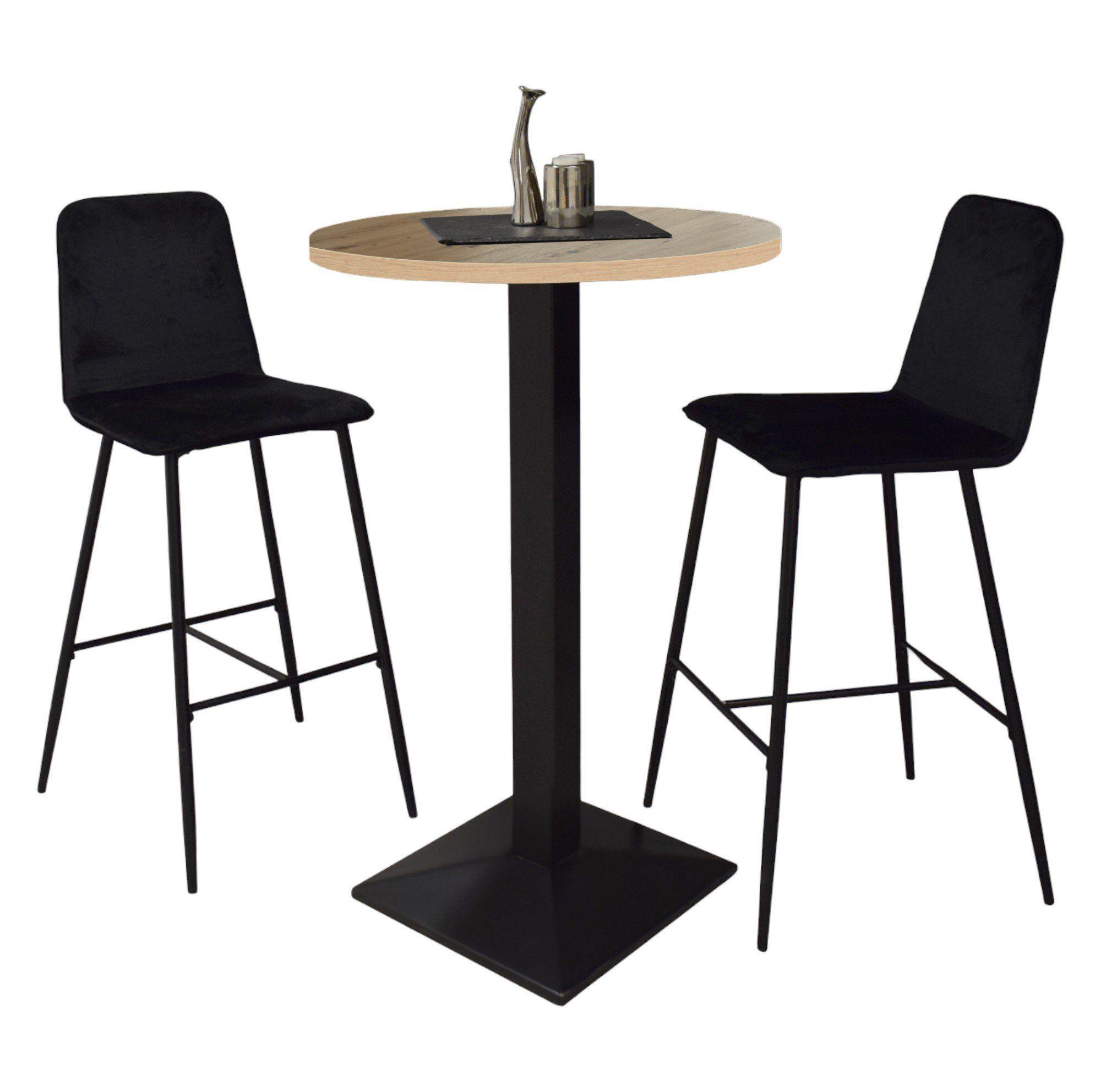 TRESENTISCH rund Eleanore 70 cm schwarz matt/asteiche - Naturfarben, Metall (70/70/106cm) - 58aufmkessel