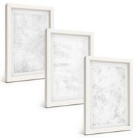 BILDER SET 3er Set - 20x30 cm Weißer Rahmen - Minimalistischer Hintergrund mit weißen Punkten - Weiß, Kunststoff (20/30cm) - TULUP