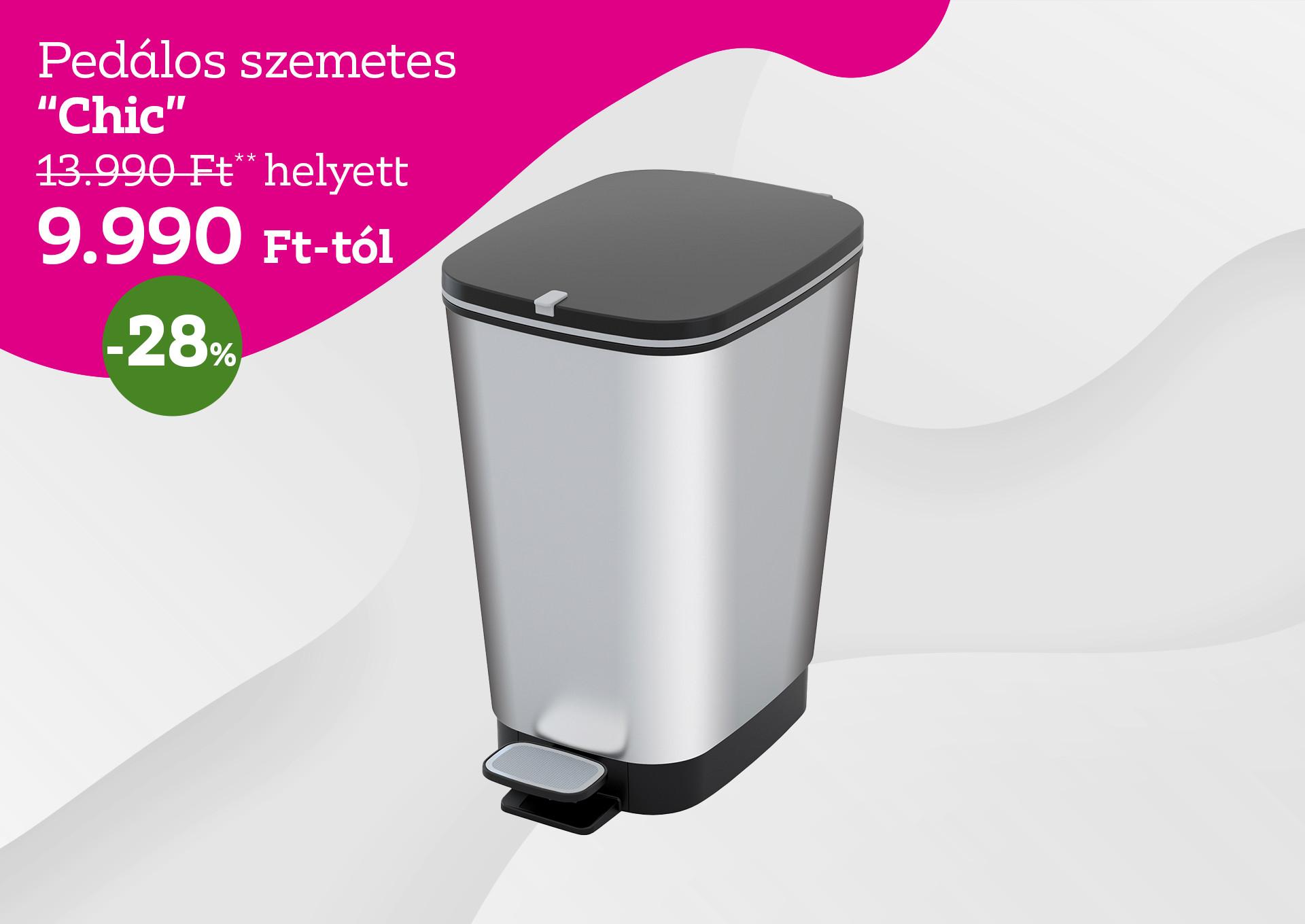 Pedálos szemetes CHIC 13990 Forint helyett 9990 Forint, kedvezmény mértéke 28%