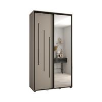 SCHWEBETÜRENSCHRANK 235,2/140/60 2-türig - Kaschmir/Schwarz, Holz/Metall (140/235.2/60cm) - MÖBEL KRYSPOL