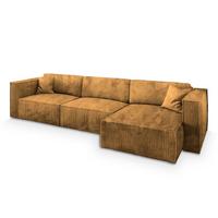 ECKSOFA TOLMO P Gelb Kordstoff mit Schlaffunktion - Gelb/Grau, Holz/Kunststoff (347/148cm) - MASSENO