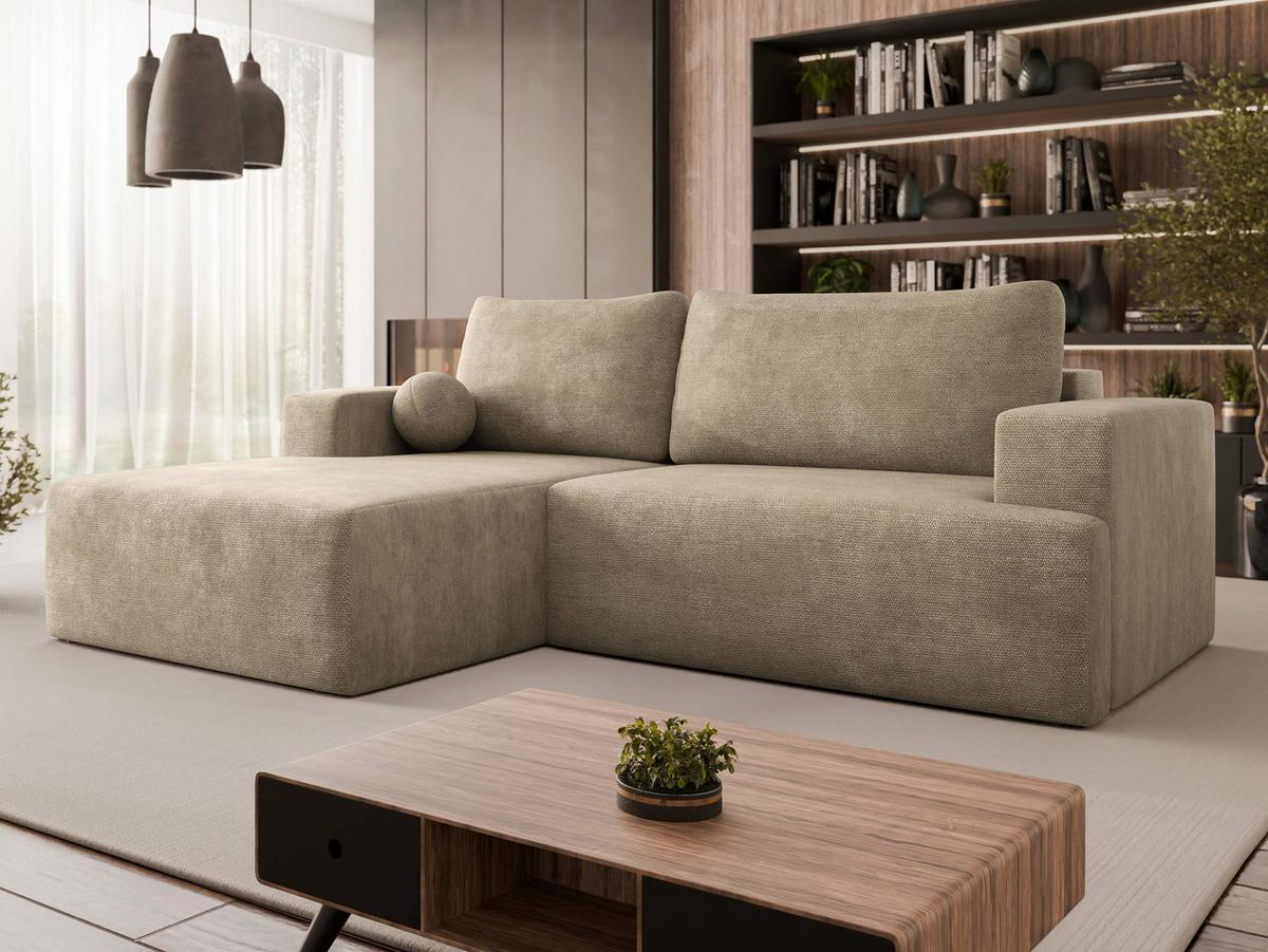ECKSOFA Mivo, Seite: Links - Ecru/Schwarz, Holz/Kunststoff (266/163cm) - MIRJAN24