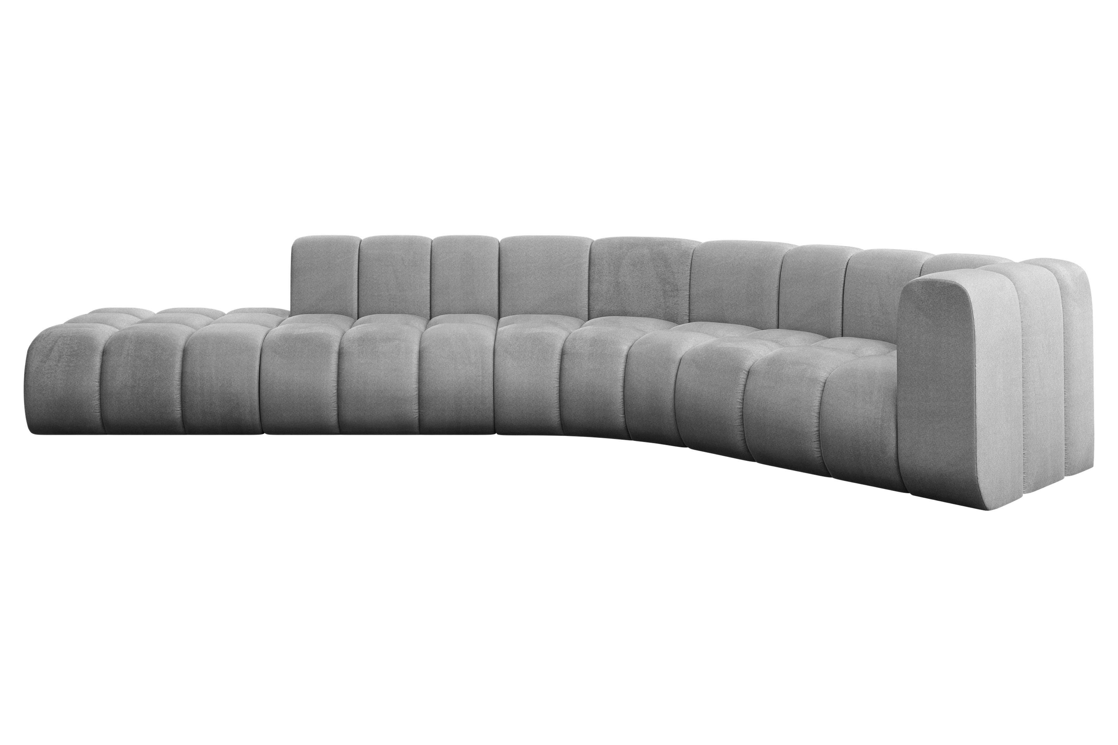 ECKSOFA modulares Sofa Tilmo-L1 - 399x194x70 cm Grau - Hellgrau, Holzwerkstoff/Textil (399/194cm) - ALTDECOR