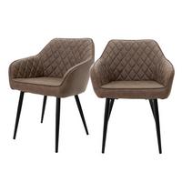 ESSZIMMERSTUHL 2er Set Braun Kunstleder - Schwarz/Braun, Kunststoff/Metall (63/80/60cm) - ML-DESIGN