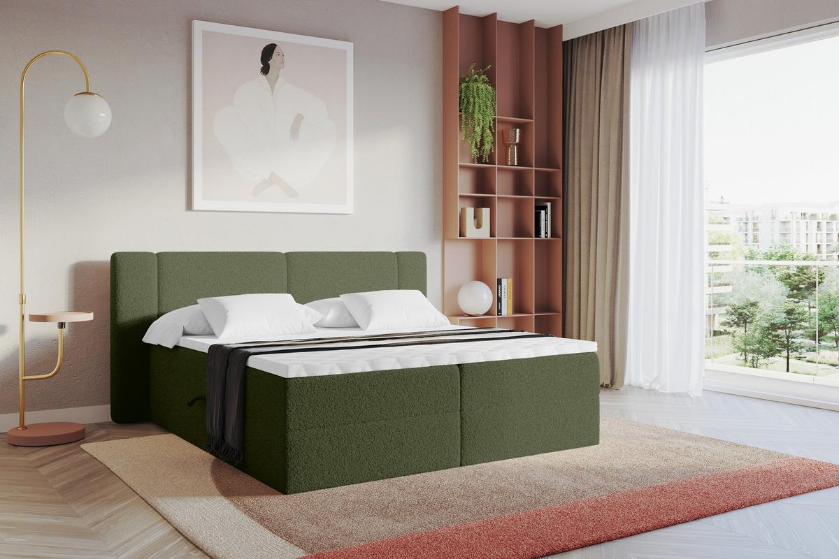 BOXBETT mit Matratze H4 - EVON - 180x200 cm Grün - Jadegrün, Holzwerkstoff (180/200cm) - ALTDECOR